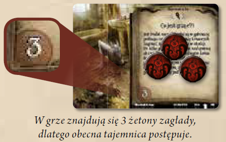 Przykład: 3 żetony zagłady na karcie tajemnicy
